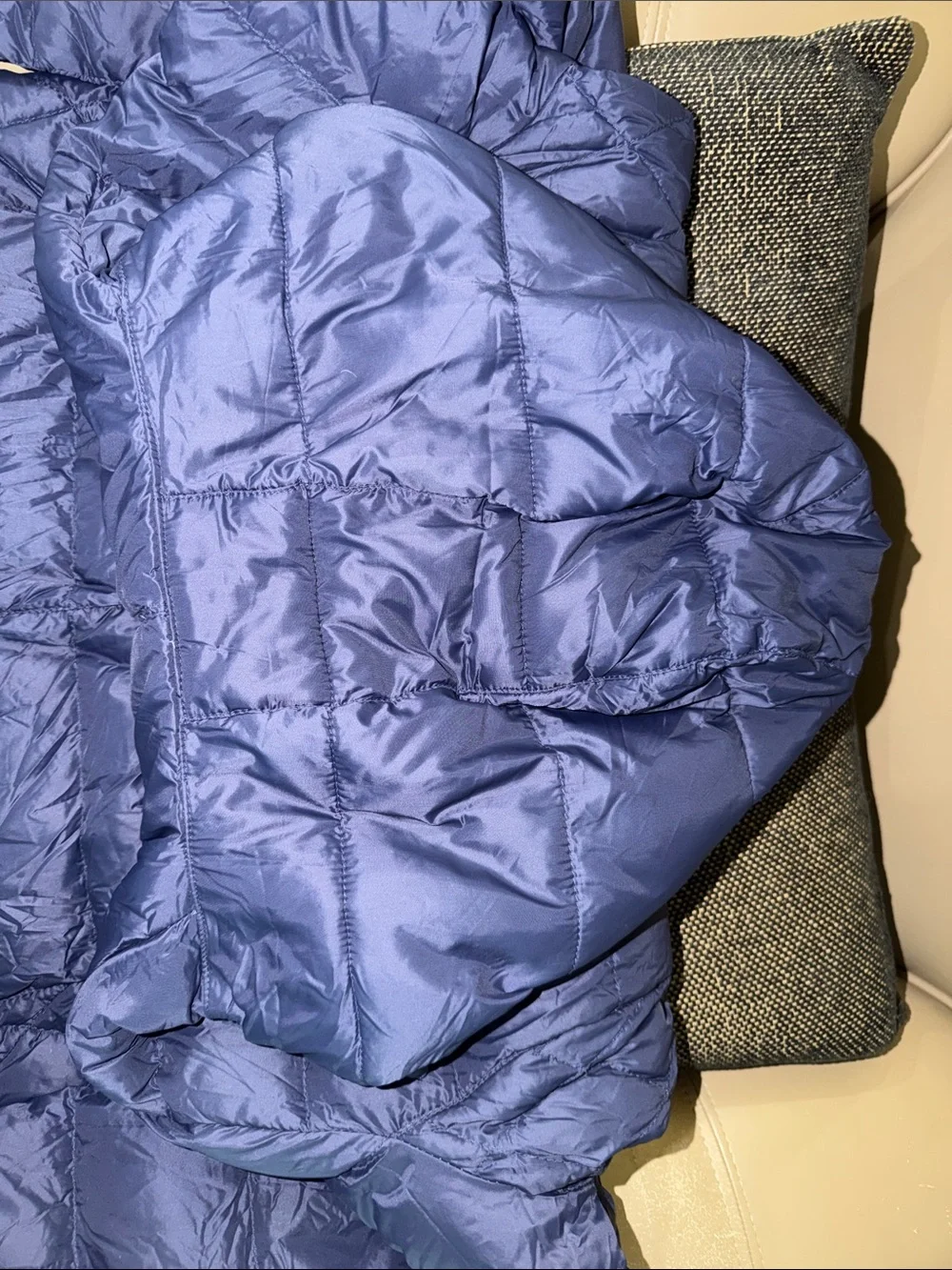Michael Kors Packable Navy Quilted Hooded Puffer Jacket with Gold Accents